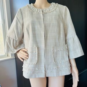 Karl Lagenfeld women's cream blazer with pearl accent size 14w